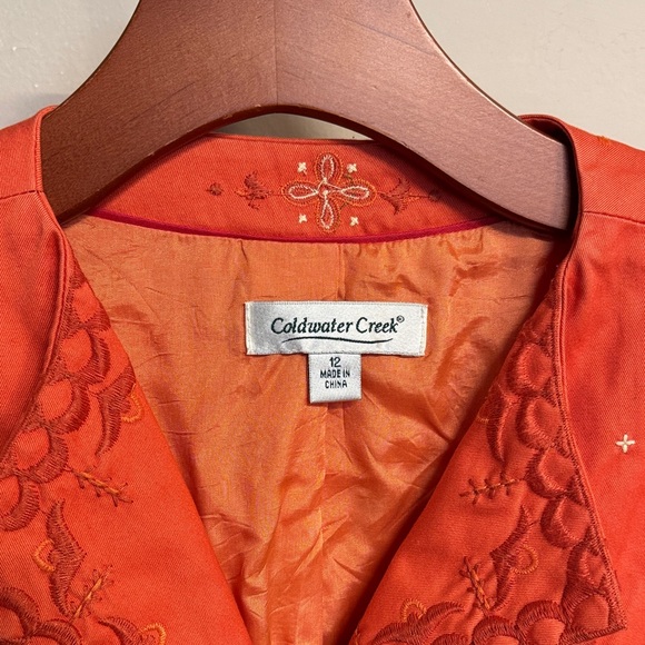 Coldwater Creek Women's Bright Orange Embroidered Blouse - Picture 4 of 9